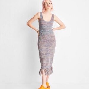 Future Collective Alani Noelle Knit Fringe Dress Size Medium